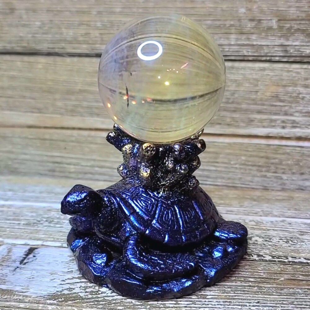 Blue resin sea turtle sphere stand, crystal‎ sphere stand, crystal ball h…